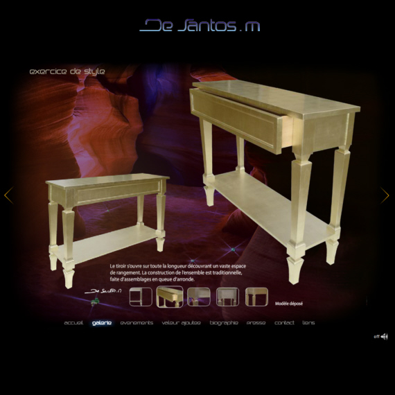 Mickael de Santos feuilles dor 12 carats paire de console, le designer  Paris, le luxe en France du DESIGNER MICKAEL DE SANTOS , console design dore